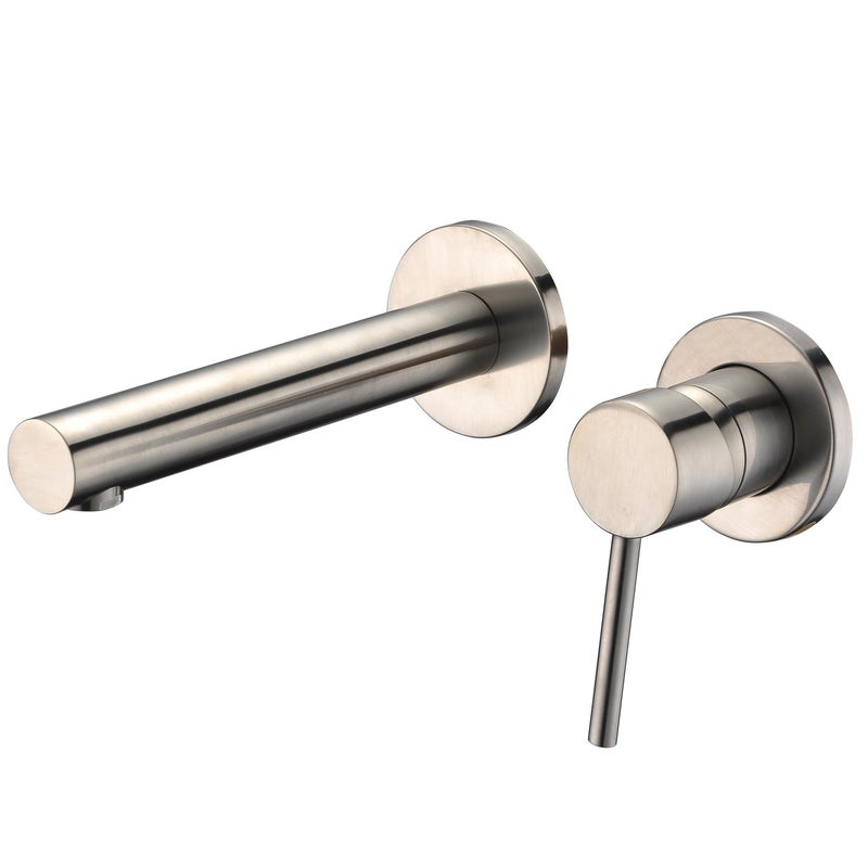Sumerain Wall Mount Bathroom Faucet Brushed Nickel,Valve Included - Image 1